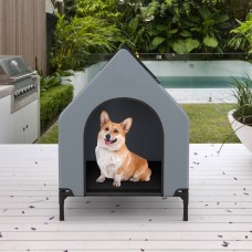 Enjoycity Dog kennels Weatherproof Dog House, Durable Synthetic Fiber Pet Kennel, Puppy Crate for Outdoor Use, Grey - 90x64.5x85.5CM