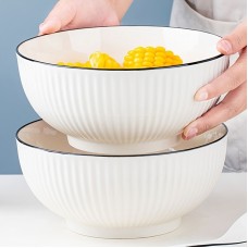 Technologybaby Bowls 2pcs Ceramic Noodle Bowls - Large Capacity Soup Bowls, Microwave Safe Round Dinner Bowls, Suitable for Soup, Rice, Noodles, Salad - Suitable for Home, Dormitory, Kitchen, Restaurant Use