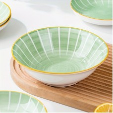 Teadiary Bowls 4pcs Emerald Green Ceramic Rice Bowls with Golden Rim - Luxurious, High-End Tableware for Home & Commercial Use, Lead-Free, Ideal for Serving Nuts, Grains