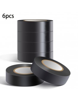 Luckstar Electrical insulating tape 6pcs10m Electrician Tape Insulation Waterproof Black Tape Electrician Tape PVC Flame Retardant High Temperature Tape