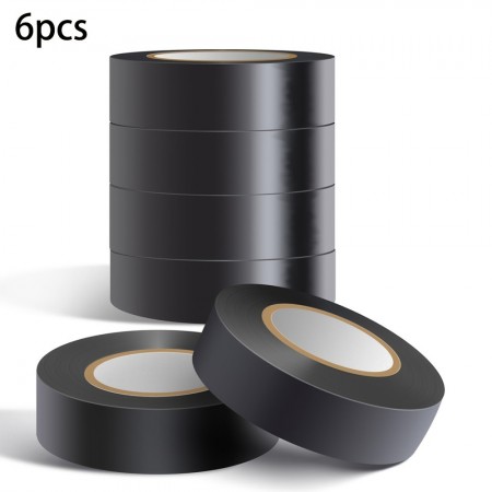 Luckstar Electrical insulating tape 6pcs10m Electrician Tape Insulation Waterproof Black Tape Electrician Tape PVC Flame Retardant High Temperature Tape
