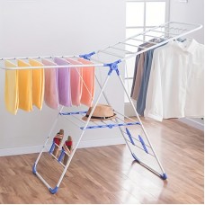 Babyclaw Drying racks for laundry Foldable Stainless Steel Clothes Drying Rack with Shoe Storage Shelf - Modern Minimalist Design for Indoor & Outdoor Use, Ideal for Balcony and Home, Multi-Functional Floor Standing Laundry Rack