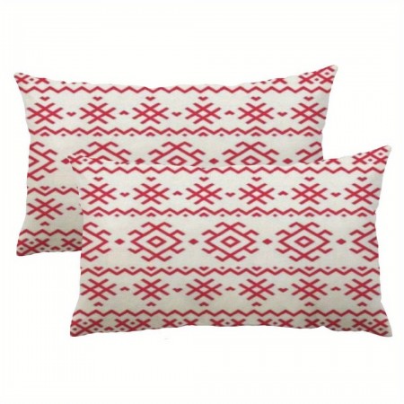 Lifebeliever Pillows Festive Red and White Vintage Symmetrical Pattern Throw Pillows - Perfect for Home Decor, Room Decor, and Holiday Celebrations 2pcs
