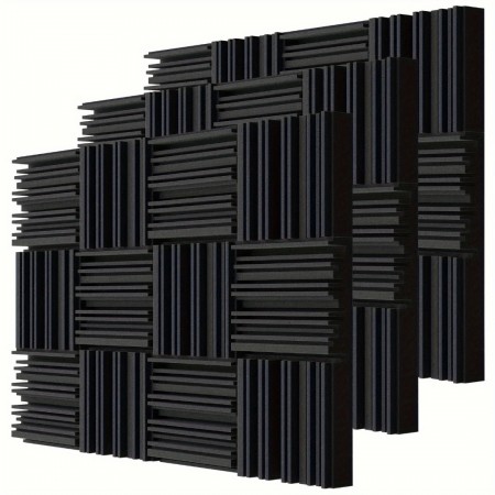 Lifeday Acoustic insulation panels 15pcs Black 30*30*5cm High Density Flame Retardant Bump Slot Sound Absorbing Cotton Sound Absorbing Board Sound Insulation Foam Board For Office Recording Studio Music Room Game Room Home Theater Bedroom Wall And Ceiling