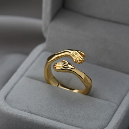 Smile earth Jewelry rings Vintage Alloy Embrace Open Ring - Fashion Statement Piece