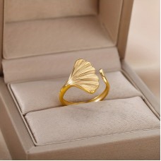 Besthing Jewelry rings Aesthetics Steel Adjustable Open Finger Ring - Vintage Ginkgo Leaf Ring for Women - Jacquard Gifts Party Jewelry