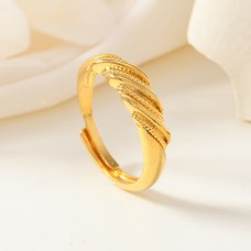 Maxlife Jewelry rings Vintage Luxury Golden Plated Twisted Open Ring for Women, Copper Main Material, Ideal for Wedding and Party, Perfect Valentine'S Day Gift, All-Season Jewelry