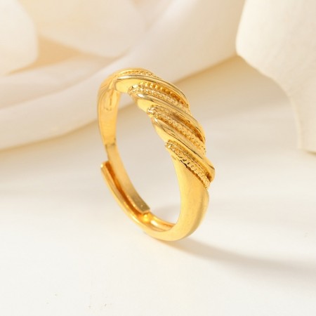 Maxlife Jewelry rings Vintage Luxury Golden Plated Twisted Open Ring for Women, Copper Main Material, Ideal for Wedding and Party, Perfect Valentine'S Day Gift, All-Season Jewelry
