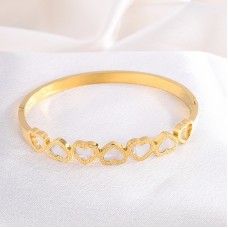 Besthing Bracelets bracelet inlaid with shell hearts- suitable for occasions such as Valentine's Day, Mother's Day, birthdays, anniversaries, etc. - Golden, round, open design