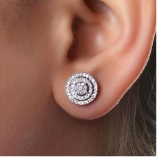 Skykey Ear studs Round Zirconia Earrings - Minimalist And Stylish For Women - Perfect For Engagement Parties And Daily Wear Jewelry 2pcs
