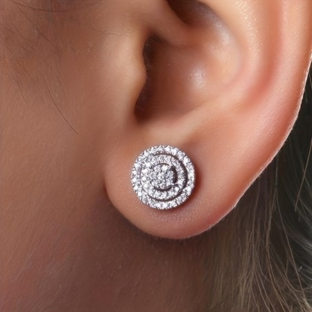 Skykey Ear studs Round Zirconia Earrings - Minimalist And Stylish For Women - Perfect For Engagement Parties And Daily Wear Jewelry 2pcs