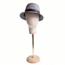 Aospenice Hat stands Unisex-Adult Adjustable Linen Wig Display Mannequin Head with Wooden Base and Metal Stand for Hats and Hairpieces