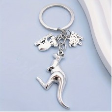 coral elf Key rings  Souvenir Keychain Gift Set, Cute Zinc Alloy Animal Charms with Koala, Kangaroo, and Sheep - Single Piece, Decorative Ring Buckle Keychain for Birthday Festival, Alloy Material Metal KeychainsBackpack Pendant Accessories