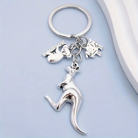 coral elf Key rings  Souvenir Keychain Gift Set, Cute Zinc Alloy Animal Charms with Koala, Kangaroo, and Sheep - Single Piece, Decorative Ring Buckle Keychain for Birthday Festival, Alloy Material Metal KeychainsBackpack Pendant Accessories