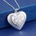 Owlland Lockets Elegant 925 Silver Plated Heart Locket Necklace, Floral Engraving, Unisex Photo Holder Pendant, Copper Crafted, Luxury Fashion Jewelry for Daily Wear & Gifting, Christmas Suitable