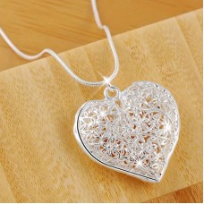 Koala bear Lockets Exquisite 925 Silvery-Plated Heart Pendant Necklace, Sexy Hollowed Out Floral Design, for Women Man Fashion Perfect Wedding Party Accessory, Christmas Gift Idea