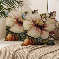 Arrow king Cushions Floral Butterfly Design Double-Sided Short Plush Pillows, Contemporary Style, Polyester Cushion , Machine Washable, Zipper Closure, for Sofa, Living Room, Outdoor Decor 2pcs