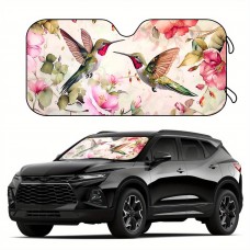 Parktiger Automotive windshield shade Adiffly Pink Floral & Hummingbirds UV Protection Sunshade - 144.78cm x 69.85cm, Foldable Windshield Cover