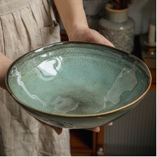 coral baby Bowls UniqueCeramic Bowl - Irregular Kiln-Fired Design for Salads, Cakes & Noodles - Vintage Style Dining Accessory 2pcs