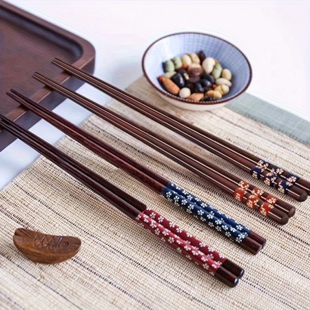 coral baby Chopsticks Set of 2 Pairs Wooden Chopsticks, Non-Slip Reusable, High-Temperature Resistant, Ideal for Cooking and Dining, Dishwasher Safe, Perfect for Restaurants/Hotels, Ideal for Christmas and Halloween