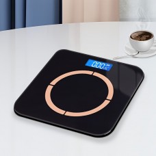 Cloud Pomelo Scales Sleek Black & Rose Golden Digital Body Scale with Tempered Glass - Battery-Powered, Modern Square Design for Home Health Monitoring, No Batteries Included
