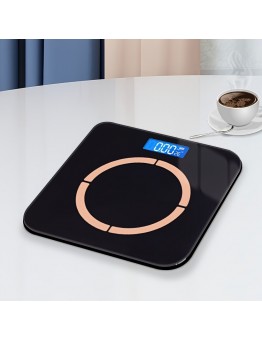 Cloud Pomelo Scales Sleek Black & Rose Golden Digital Body Scale with Tempered Glass - Battery-Powered, Modern Square Design for Home Health Monitoring, No Batteries Included