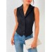 Shellgirl Vests Solid Color Single Breasted Vest, Elegant Slim Sleeveless Lapel Outwear For Spring & Fall, Women's Clothing XL size