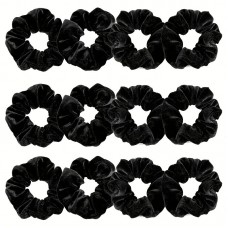 Superchoiece Hair ties 12pcs Set Black Korean Velvet Fabric Hair Ring Simple Large Intestine Ring Head Rope Thick Hair Rope Women's High Elastic Hair Tie Rubber Band Headwear