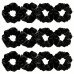 Superchoiece Hair ties 12pcs Set Black Korean Velvet Fabric Hair Ring Simple Large Intestine Ring Head Rope Thick Hair Rope Women's High Elastic Hair Tie Rubber Band Headwear