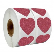 Maxwhale Stickers Sparkling Red Heart Stickers, Self-Adhesive Glitter Labels for Valentine's Day Cards, Envelopes & Birthday Party Decorations 2pcs
