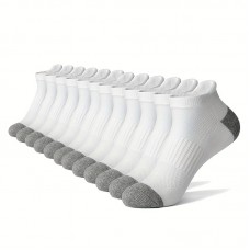 Shellgirl Socks 12 Pairs of High-Quality Men's Cotton Mesh Ankle Sports Socks for Business Dresses, Soft and Breathable, Summer Fitness Men's Socks