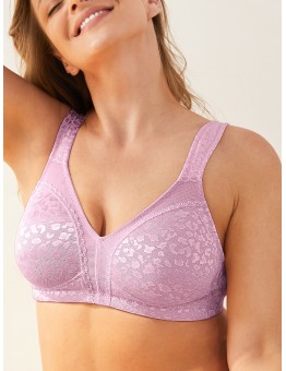 PRINCEGOOSE bras Elegant Plus Lightweight Wireless Bra - 1pc Leopard Print No Padding Comfortable Bra with Slight Stretch Knit Fabric - 82% Nylon 18% Elastane Contrast Lace Detail M SIZE