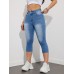 Jellykoala Jeans Women's Stretch Denim Capri Jeans - Mid-Rise, Slim Fit with Metal Chain Detail, Rayon Blend for Spring/Fall M SIZE