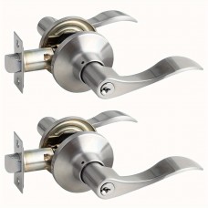 All-purpose king Door handles of metal 2pcs Heavy Duty Stainless Steel Door Handle Lock Set with Keys - Perfect for Interior, Exterior, and Privacy Doors