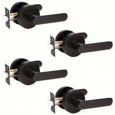 HISHARK Door handles of metal 4 Pack Metal Passage Door Lever Set - Interior Keyless Round Non-Locking Handles for Hallway and Closet