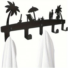 HISHARK Towel Metal Wall Mounted Towel Rack, Household Towel Coat Key Hook Holder, Bedroom Bathroom Living Room Hanger, Rustproof Waterproof Rack Hook, Swimming Pool Towel Rack, Outdoor Towel Rack