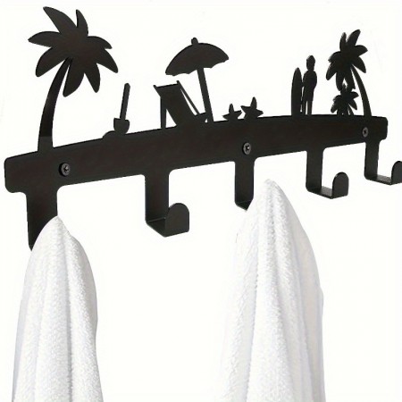 HISHARK Towel Metal Wall Mounted Towel Rack, Household Towel Coat Key Hook Holder, Bedroom Bathroom Living Room Hanger, Rustproof Waterproof Rack Hook, Swimming Pool Towel Rack, Outdoor Towel Rack