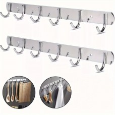 SUNDEER Towel Metal Wall Mounted 6-Pack Contemporary Stainless Steel Wall Hooks - Heavy-Duty, Rust-Resistant, Easy Install, Space-Saving Storage Rack for Kitchen, Bathroom, Closet Organization, Utility Hooks