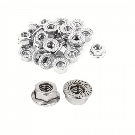 HISHARK Metal hardware, namely, nuts 30pcs M6 X 1mm Thread Serrated Flange Metric Hex Lock Nuts