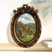 Mangobaby Picture Frames Vintage Style Resin Picture Frame, Embossed Butterfly Knot Carving, Varnished Finish, Lightweight Tabletop Display, Single Photo Orientation, Love Theme Oval Frame