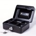 Suntree Metal lock boxes VSteel Cash Box with Key Lock: Secure Money Storage with Money Tray (Black, 15.24 cm)