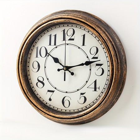 Arcabelf Clocks Vintage Bronze 29.97cm Silent Wall Clock - Rustic Decorative, Non-Ticking, Battery Operated for Kitchen, Living Room, Home Office