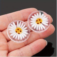 Smileland Buttons White Daisy Resin Buttons - Suitable for Cuffs, Shirts, Skirts, Etc. - 20mm Size 30pcs