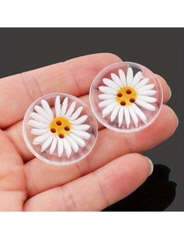 Smileland Buttons White Daisy Resin Buttons - Suitable for Cuffs, Shirts, Skirts, Etc. - 20mm Size 30pcs