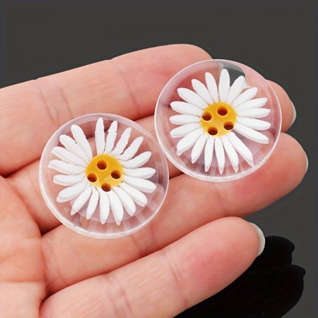Smileland Buttons White Daisy Resin Buttons - Suitable for Cuffs, Shirts, Skirts, Etc. - 20mm Size 30pcs