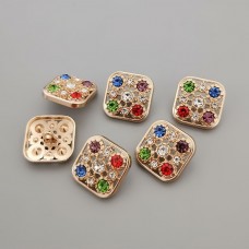 Luckshark Buttons 8-Pack High-End Retro Hollow Colored Crystal Diamond Hand-Sewn Buttons Square Metal Buckles Suitable for Sweater Knitting Decoration Diamond Clothing Accessories Handmade Buckles