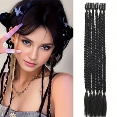 Prettygulf Braids Odorless Clip-In Synthetic Hair Extensions, Soft Braided Ponytail - Tangle-Free BB Clip Box Braids, Senegalese Twist, Passion, Twist Braids for Women 6pcs 