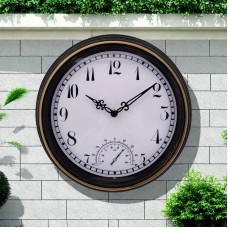 Avowaland Clocks Retro Non-Ticking Battery Operated Wall Clock with for Patio and Garden