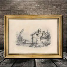 Niceant Picture Frames Vintage Golden Frame Canvas Frame Sketch Wall Art - Landscape Sketch - 29.97X39.88cm - Other Material for Living Room Home Walls Decoration