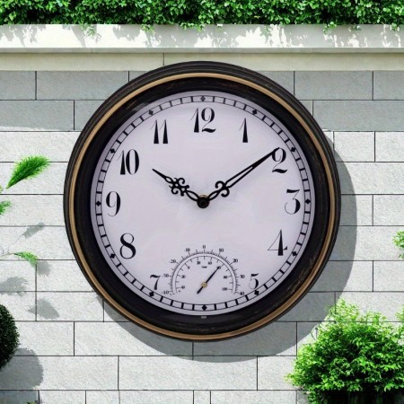Avowaland Clocks Retro Non-Ticking Battery Operated Wall Clock with for Patio and Garden